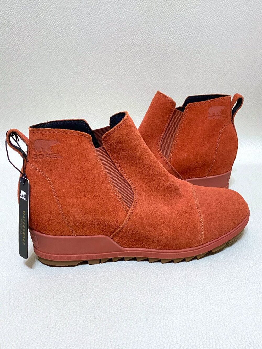 Womens Sorel Evie Size 10 Warp Red Suede Waterproof Wedge Booties